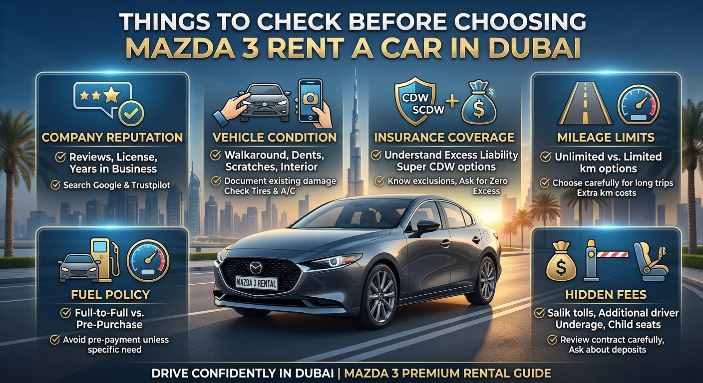 Things To Check Before Choosing Mazda 3 Rent A Car In Dubai